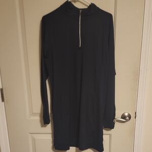 Lady Hagen Navy Blue Long Sleeve Dress with Quarter Zip